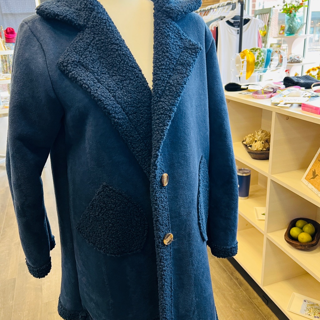 Nwt Navy Blue Sherpa Coat